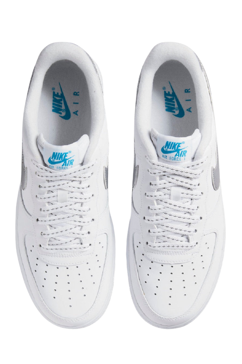 Nike Trainers Mens Air Force 1 07 Low Swoosh Shoes White Laser Blue