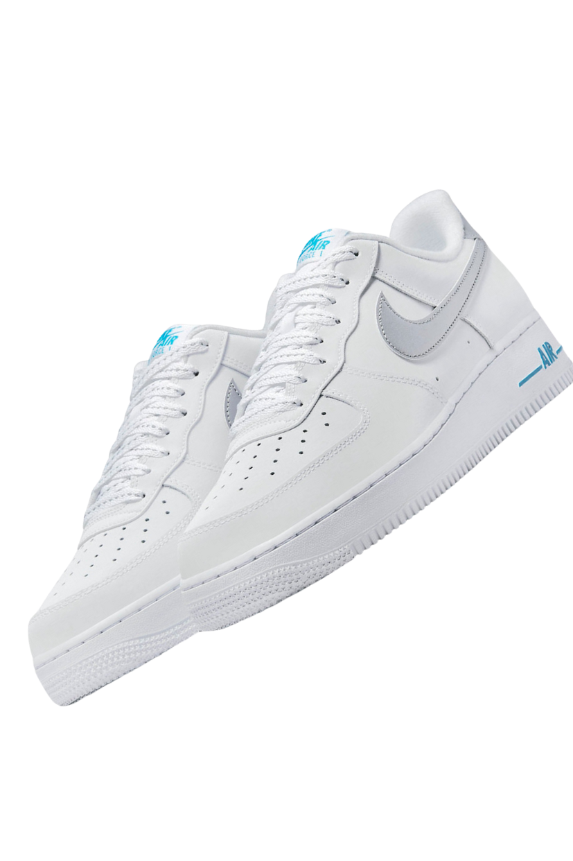 Nike Trainers Mens Air Force 1 07 Low Swoosh Shoes White Laser Blue