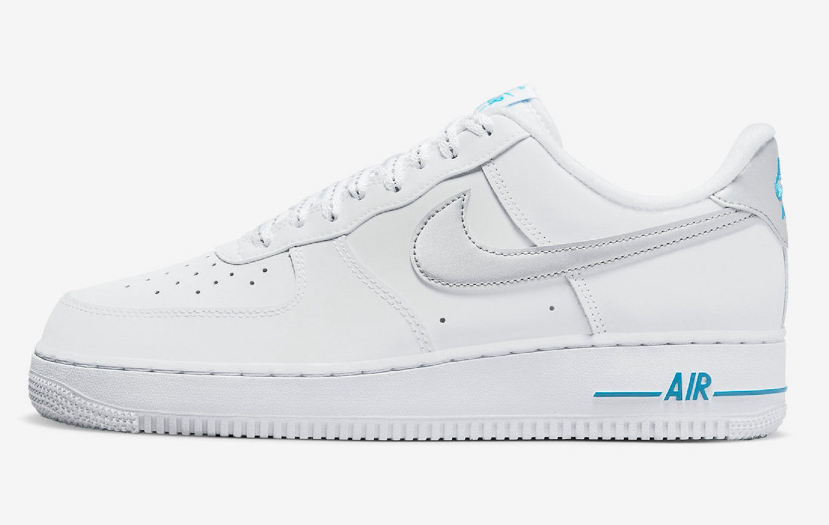 Nike Trainers Mens Air Force 1 07 Low Swoosh Shoes White Laser Blue