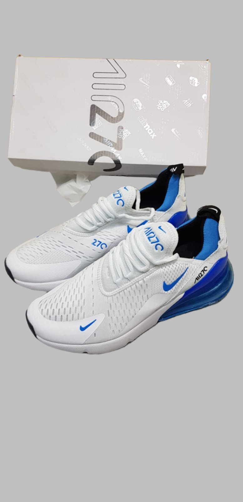 Nike Air Max 270 Mens US 9-13 White Blue Athletic Running Shoes