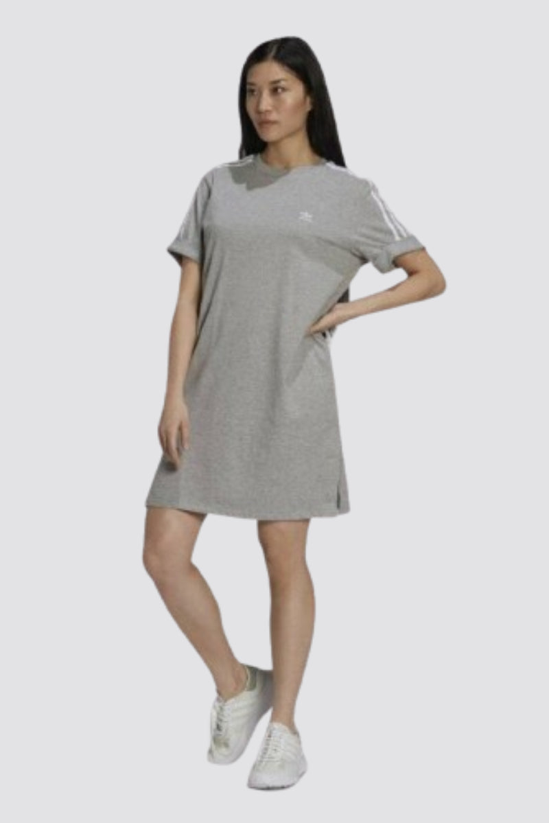 Adidas Originals Adicolor Classics Roll-Up Sleeve Tee Dress Grey Size