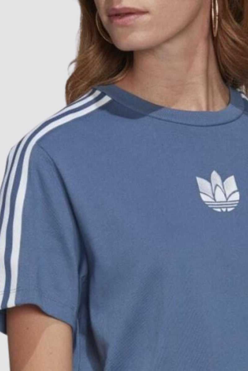 Adidas Women's Adicolor 3d Trefoil Loose T-shirt Crew Blue