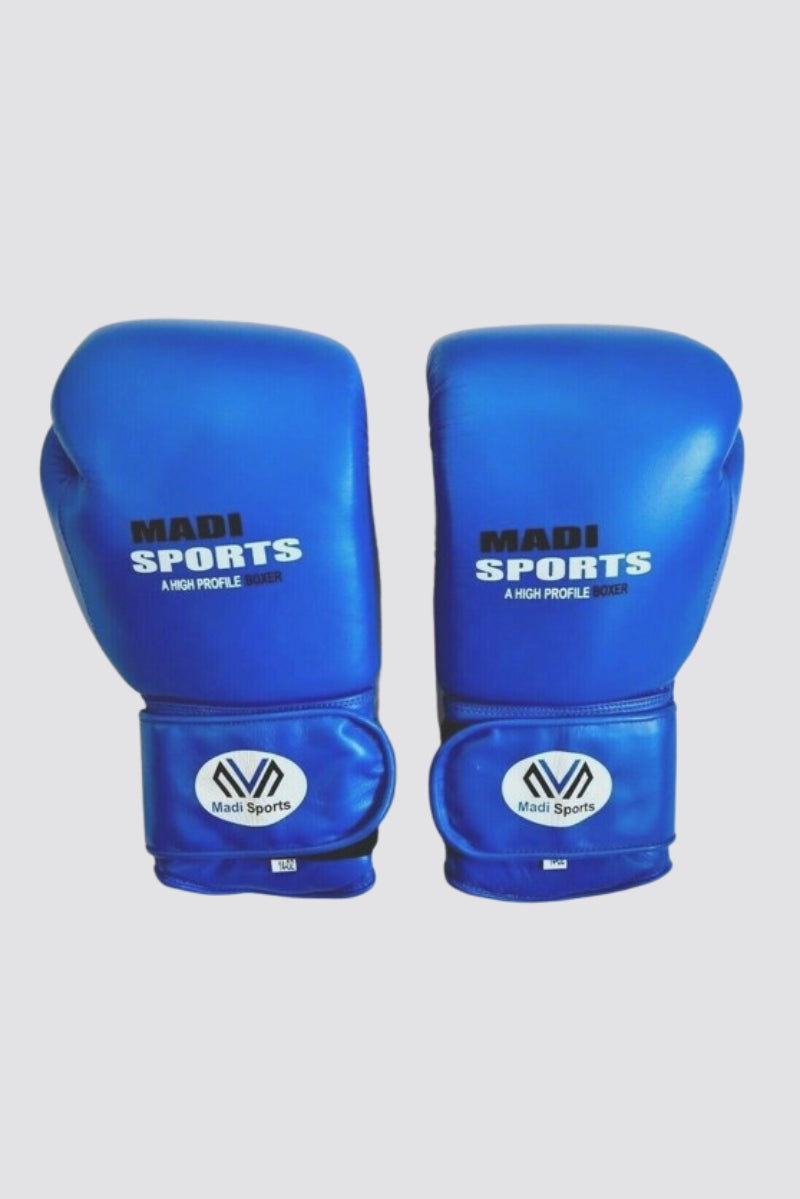 Leather Boxing Gloves Professional MMA Sparring Punch Bag Training Fight Blue