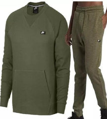 Nike Optic Crewneck Tracksuit Sweat Shirt And Joggers Bottom 2 Pcs Green, Black