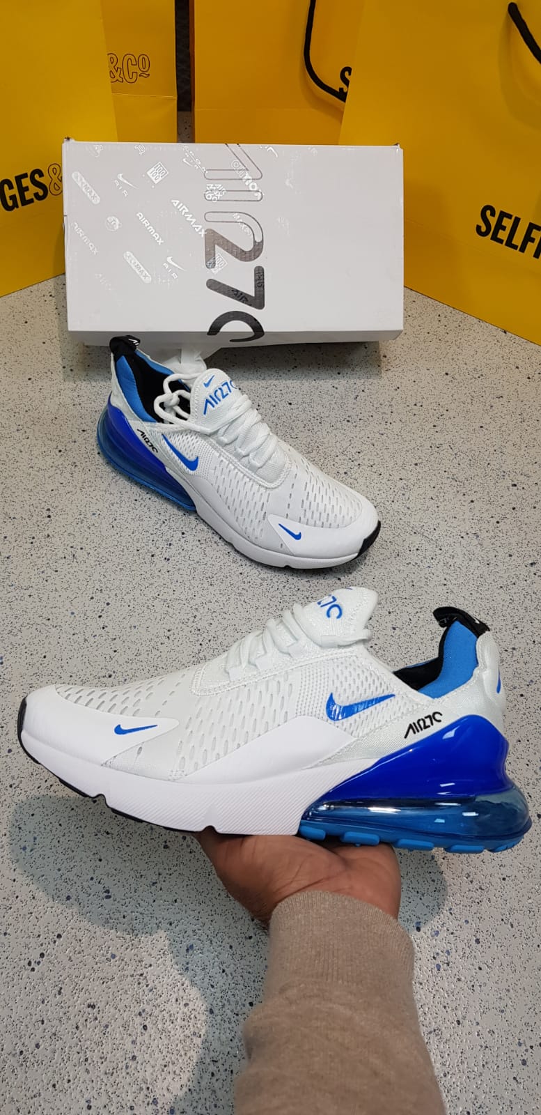 Nike Air Max 270 Mens US 9-13 White Blue Athletic Running Shoes