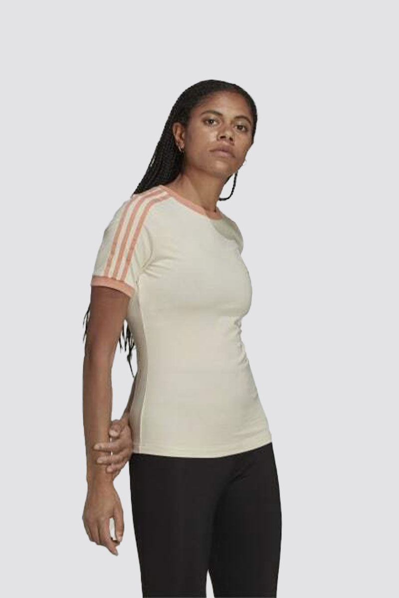 Adidas 3 Stripe Adicolor Classics Collegiate Tight T-shirt Pink Ivory