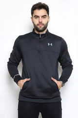 Under Armour Mens Quarter Zip Fleece Polyester Jacket Track Top Black