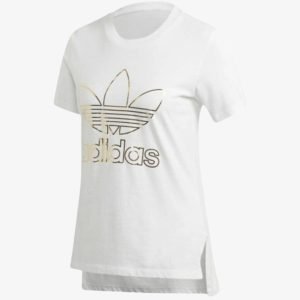 Adidas Originals Trefoil T-shirt White Gold Metalic Teen Girls