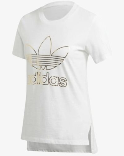 Adidas Originals Trefoil T-shirt White Gold Metalic Teen Girls