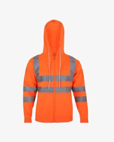 High VIS Reflective Zipped Jacket Work Wear Hoodie