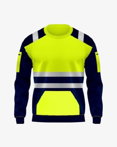 Hi Viz Crew Neck Jumper Fleece Safety Sweatshirt – Green