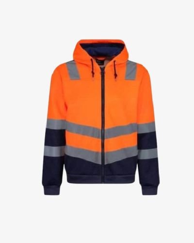 Regatta Hi-vis Zip Safety Hoodie Orange/navy