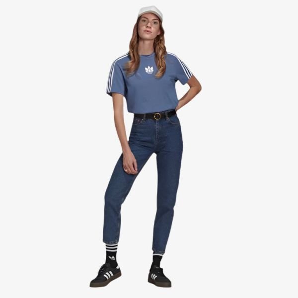Adidas Women's Adicolor 3d Trefoil Loose T-shirt Crew Blue