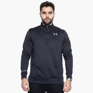 Under Armour Mens Quarter Zip Fleece Polyester Jacket Track Top Black