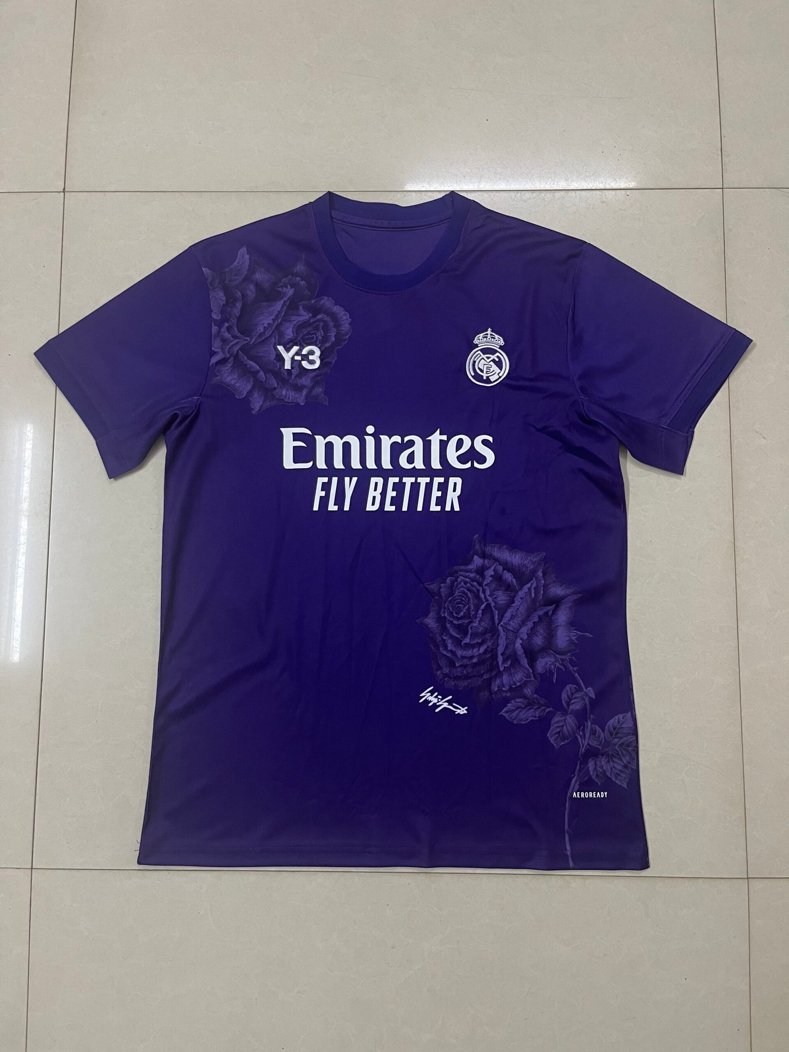 Real Madrid Purple Y-3 Rose Graphic Jersey Real Madrid Purple Y-3 Rose Graphic Jersey