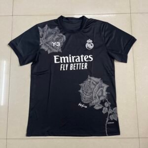 Real Madrid Black Y-3 Rose Graphic Jersey